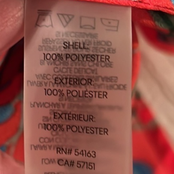 151. Calvin Klein Floral Print Roll Tab Sleeves Blouse in Vibrant Red, Size Med - Picture 11 of 14